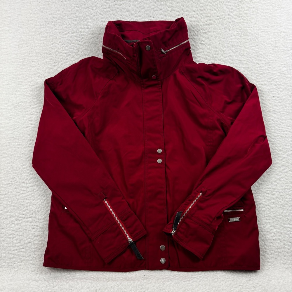 Abercrombie & Fitch Windbreaker Jacket Womens Large‎ Red Hooded Water Resistant